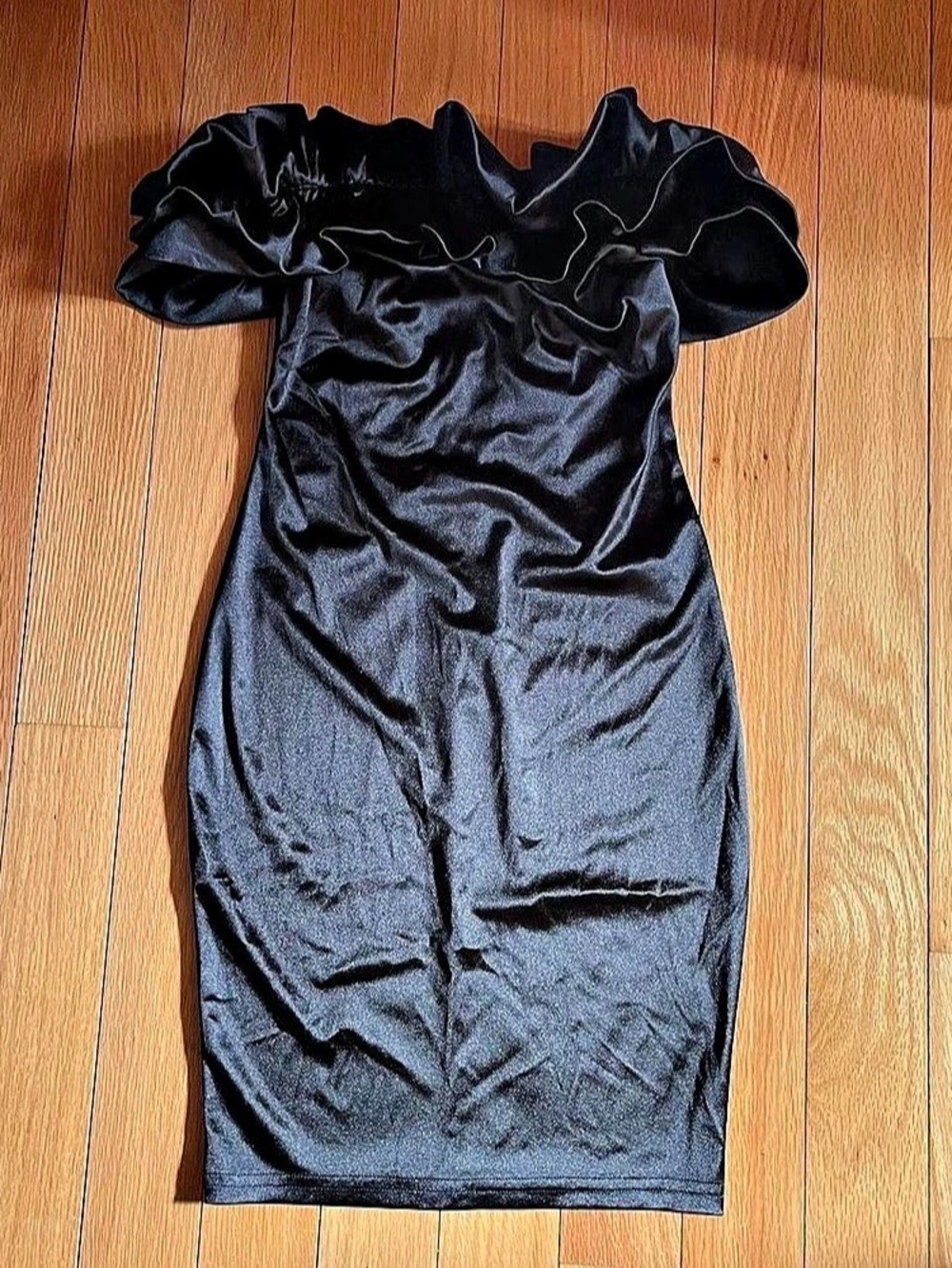 Dolls Kill My Everything Off The Shoulder Black Satin Mini Dress